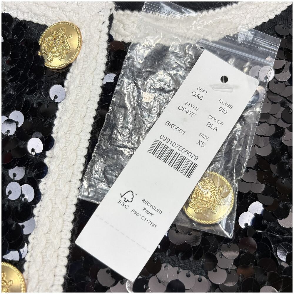 J Crew Mariner Jersey Lady Jacket NWT Women XS Black Sequin Blazer Holiday - Picture 4 of 10
